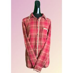 Fuzzy Boyfriend Red Plaid Flannel Shirt women's size medium large